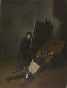 Self-Portrait (?) at an Easel