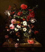 Flower Still Life with a Timepiece