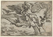 Air, represented by Iris reclining on her rainbow, accompanied by a winged putto bearing a torch and another winged putto riding an eagle, from "The Elements"