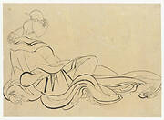 Seated woman scratching her head