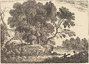 Landscape with Group of Trees Surrounded by Water