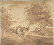 A Rest by the Way (Open Landscape with Figures, Donkey and Horses)