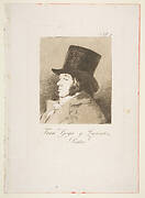 Plate 1 from 'Los Caprichos': Self-portrait of Goya ( Franco. Goya e Lucientes, Pintor)