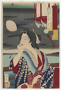 August: Geisha watching moon over Edo bay, from the series Twelve Months with the Pride of Tokyo