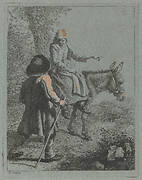 Peasant Woman Seated on a Donkey and a Peasant Man