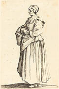 Peasant Woman with Basket, in Profile,  Facing Left