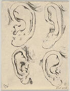 Plate 5: four ears, from 'The Book for Learning to Draw' (Livre pour apprendre à dessiner)