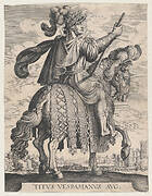 Plate 10: Emperor Titus on Horseback, from 'The First Twelve Roman Caesars' after Tempesta