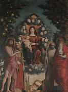 Madonna in glory with Saint John the Baptist, Saint Gregory the Great, Saint Benedict and Saint Jerome.