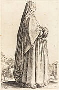 Noble Woman Wearing a Veil and a Dress Trimmed in Fur