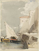 Sailboats in a Sunlit Harbor  (recto)