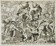 Gideon and His Men Destroying the Altar of Baal