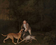 Freeman, the Earl of Clarendon's gamekeeper, with a dying doe and hound