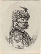 Bearded Moor in a Feathered Turban with a Veil, Turned to the Right