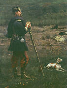 Drum major of the Imperial Guard and his dog; section of the panorama of the Battle of Rezonville