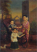 Krishnaraja Wadiyar IV With His Sisters Jayalakshamanni and Krishnarajamanni