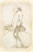 Caricature of a Man Holding a Tricorne, Walking to the Left