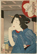 Cool: A Geisha of the Mid-1870s Seated in a Boat