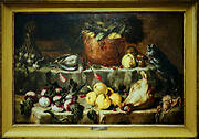 Still life with vegetable, fruit and game