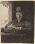 Self-Portrait Drawing at a Window