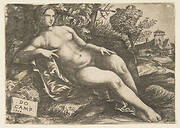 Nude woman (Venus) reclining in a landscape