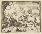 Renard Convinces the Lion and Lioness of Finding a Treasure His Father Stole from Them from Hendrick van Alcmar's Renard The Fox