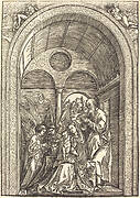 The Holy Family with Two Angels in a Vaulted Hall