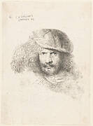 Head of a Man Wearing a Bonnet with a Large Plume (with Flat Cap and Feather)