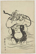 Hotei carrying a Chinese boy across water