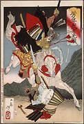 Sagami Jirō and Taira no Masakado Attacking an Opponent on Horseback