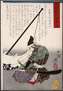 Katō Kazuenokami Kiyomasa Kneeling by a Banner