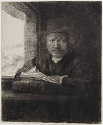 Self-Portrait Drawing at a Window