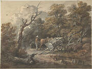 Woodland Scene with a Peasant, a Horse, and a Cart