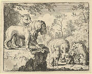 The Lion and the Lioness Pardon Renard and Order the Other Animals to Forget His Crimes from Hendrick van Alcmar's Renard The Fox