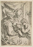 Holy Family with Saint John the Baptist kissing the infant Christ's hand