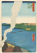 One Hundred Famous Views of Edo “Tile Kilns and Hashiba Ferry on the Sumidagawa River”