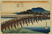 Yahagi Bridge, Okazaki, from the series the Fifty-three Stations of the Tokaido (Hoeido edition)