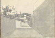 Townscape with a Walled Street and Distant Villa (Smaller Italian Sketchbook, leaf 7 recto)