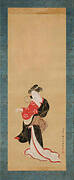 Dancing geisha with a hand drum