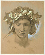 Female head, crowned with ivy Study for the painting Plato’s Banquet (1873, Berlin Nationalgalerie)