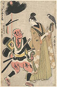 江戸仕入大津土産　槍持奴　鷹匠|Souvenir Paintings from Ōtsu, Stocked in Edo (Edo shi-ire Ōtsu miyage) Foot-soldier with a Spear and Hawk-handler (Yari mochi yakko to taka shō)