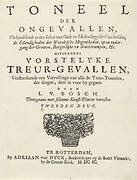 Titelpagina voor: L. van den Bos, Toneel der ongevallen, en bijspel van vorstelycke treurgevallen, 1699