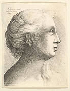 Head of a young woman in profile to right