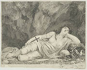 St Mary Magdalene the Penitent lying in a cave