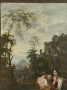 Italian Landscape with three Women Making Music