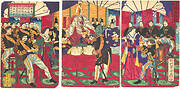 勲功之将天杯賜之図|Illustration of the Honored Commanders, Receiving the Emperor's Gift Cup (Kunkō no shō tenpai o tamau no zu)