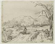 Landscape with sportsman and dogs