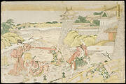 Ōkaru and Kampei outside Kamakura Castle, Act III from the Play Chūshingura