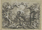 The Angel Carrying off Habakkuk by His Hair, Surrounded by an Elaborate Rococo Frame