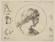 Plate 4: Head of a Woman in Profile, from 'Second collection of various doodles and etching proofs' (Second recueil de divers griffonnements et preuves d'eauforte)